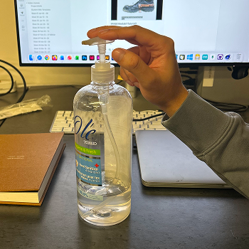 Interaction: Pushing down on a pump.