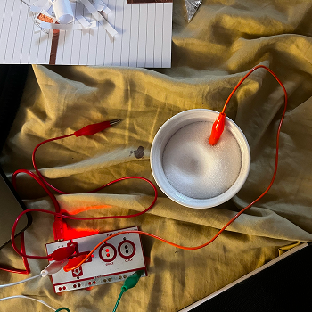 I experimented with using salt as a button. It didn't work because of the different particles.