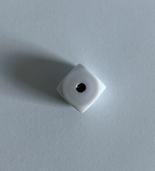 Top view of my third primitive object, a die.