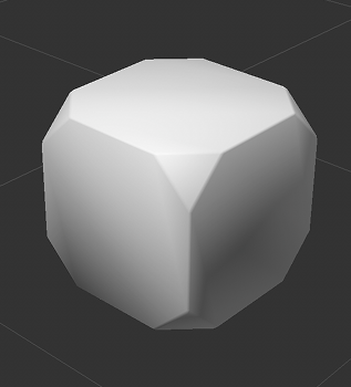 This is my attempt at a 3D model of the die. I tried to round the corners using the bevel tool but I could not figure out how to make it smooth.