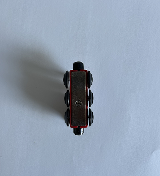 Underside view of my first complex object, a toy train.