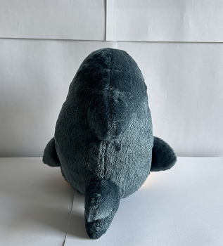 Back view of my second complex object, a cat in a shark costume plush.