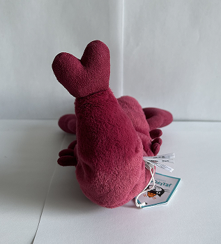 Underside view of my third complex object, a lobster plush.