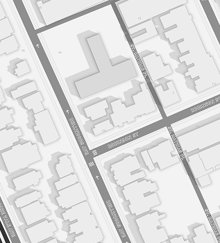 I played around with the hover effect on Mapbox. This is what it looks like when you hover your mouse over a building.