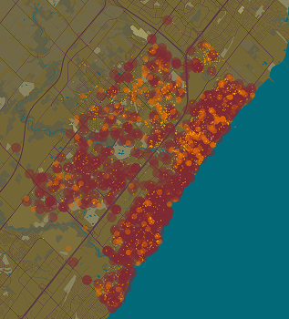 I played around with the colours, size and transparency of the dots.